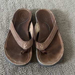 OluKai Brown Leather Sandals